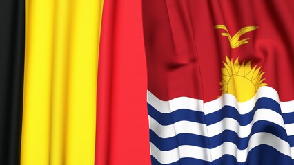 Flags of Chad and KIRIBATI with realistic cloth texture