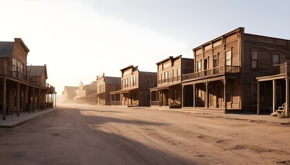 Dusty Wild West Street at Sunrise