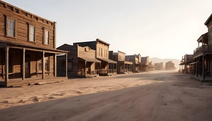 Fototapeta premium Deserted Wild West Street at Sunset