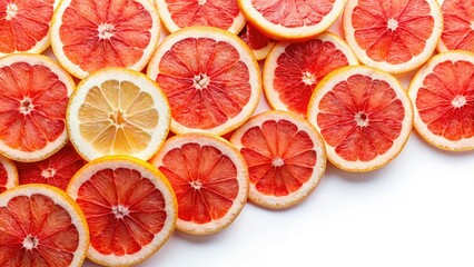Vintage Grapefruit Photography: Juicy Citrus Slices on White Background