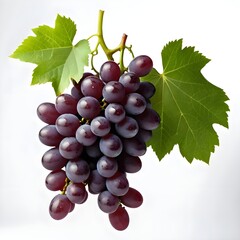 Fototapeta premium Fresh Bunch of Red Grapes with Green Leaves