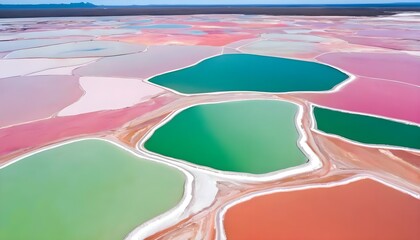 Aerial View of Colorful Salt Ponds