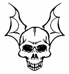 black and white svg vector, Halloween vampire skull icon