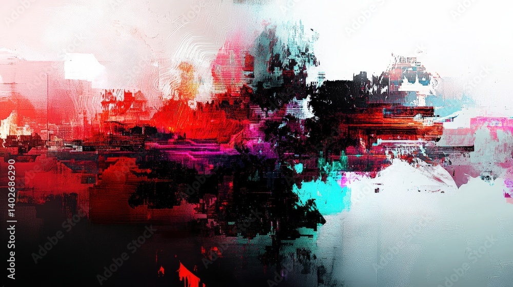 Aufkleber a vibrant digital abstract artwork featuring bold colors and dynamic shapes, creating a sense of mov
