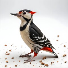 Obraz premium White-backed Woodpecker on White Background