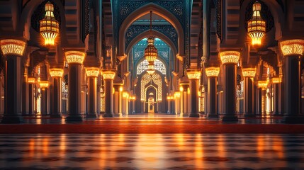holy mosque glowing at night during ramadan evening prayers spiritual ambiance peaceful devotion islamic faith worship cultural heritage and sacred tradition