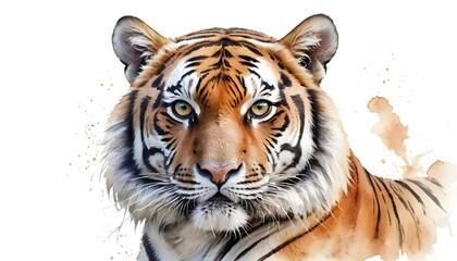 Watercolor Portrait of a Majestic Tiger
