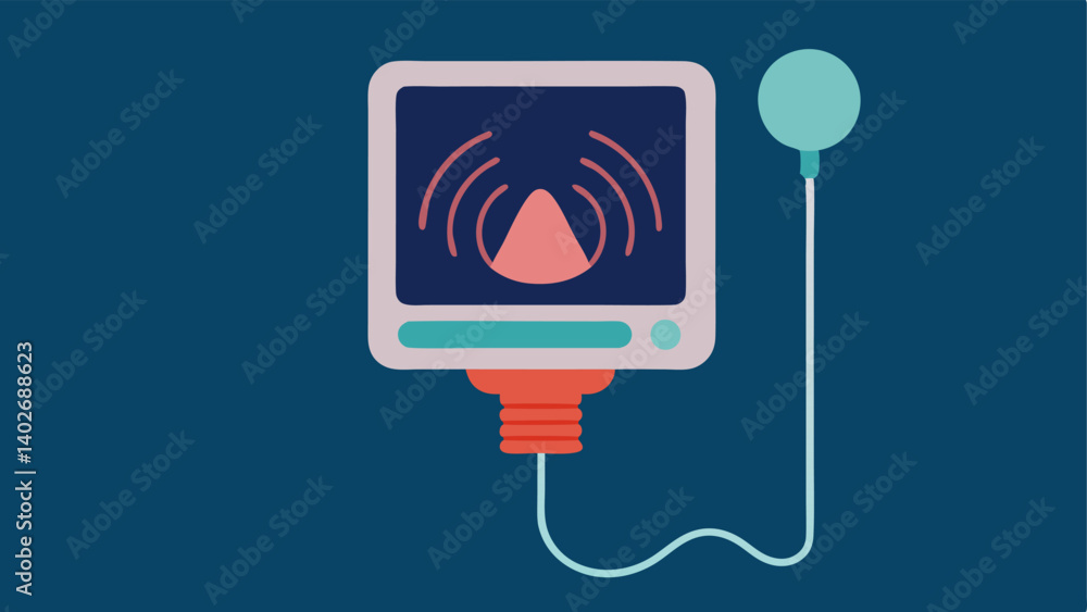 Poster portable ultrasound device a handheld ultrasound machine displaying an anatomical image on its scree