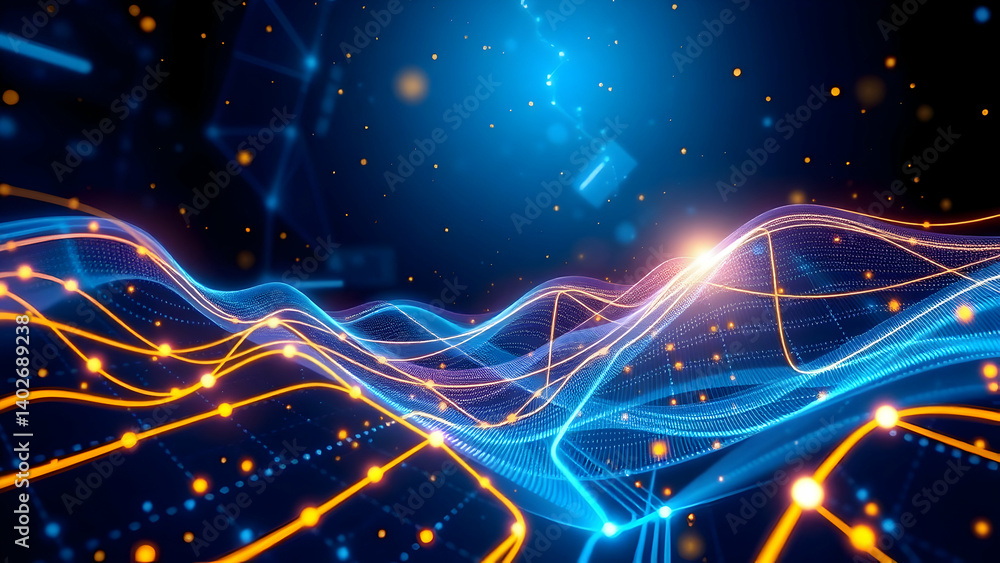 Poster abstract digital wave: futuristic network connection background