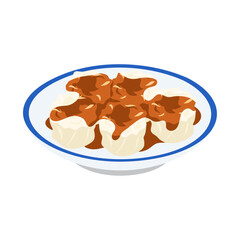 足利シュウマイ。フラットなベクターイラスト。
Ashikaga shumai. Flat vector illustration.