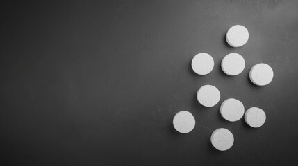 A collection of white, round objects arranged in a diamond shape on a dark gray background.