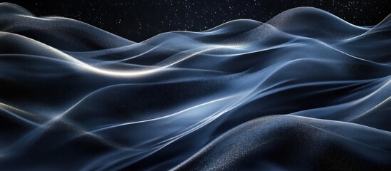 Obraz premium Dark Blue Waves, Starry Night, Abstract Design