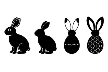 set of Easter bunny silhouette vector illustration