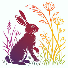 easter bunny silhouette vector illustration