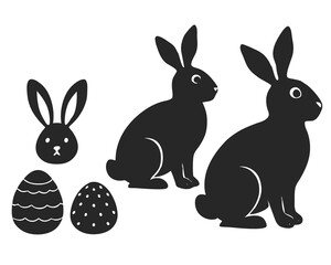 set of Easter bunny silhouette vector illustration