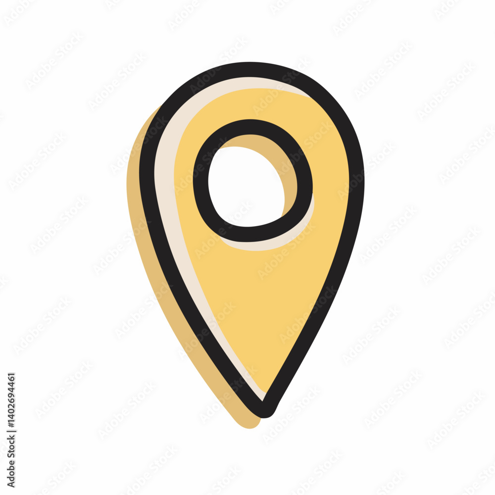 Poster yellow pointer displays position graphic location map