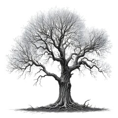Ancient, Leafless Oak Tree