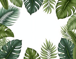 Naklejka premium Tropical Leaf Border Frame