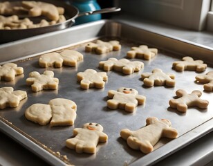 Unbaked Gingerbread Men Cookies on Baking Sheet