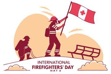 Obraz premium International Firefighters' Day Tribute – Heroic Firefighter Scene with Symbolic Elements, May 4