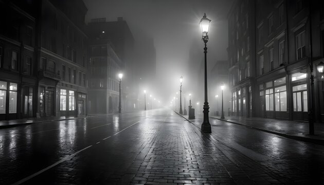 Foggy Night Street Scene