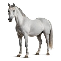 Obraz premium Elegant Grey Horse Isolated on White