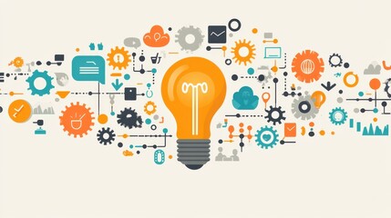 Light Bulb with Creative Ideas and Innovation Concept Illustration for Business Solutions