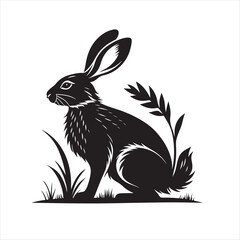 rabbit vector silhouette clip art logo design