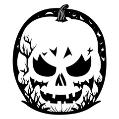 Spooky Pumpkin Silhouette Art for Halloween Night