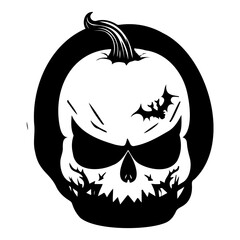 Monochrome Carved Pumpkin Grimace Halloween Design