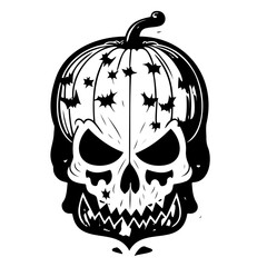 Pumpkin Skull Artistic Halloween Season Symbol
