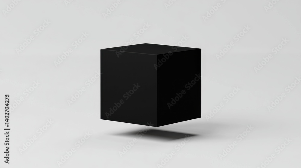 Poster a 3d rendering of a black cube.