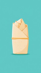 A vibrant flat-style illustration showcases a beige reusable food wrap secured with a yellow rubber band; this eco-friendly wrap is perfect for sustainable food storage and