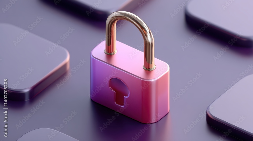 Poster enhanced security measures, padlock on keyboard symbolizing data protection and access control in th
