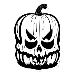 Sinister Pumpkin Head Graphic Design Illustration
