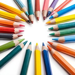 Fototapeta premium Colorful Pencils Arranged in a Circle