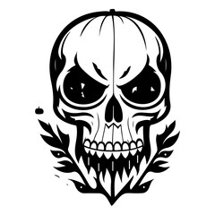 Stylized Vector Silhouette of a Skull Design