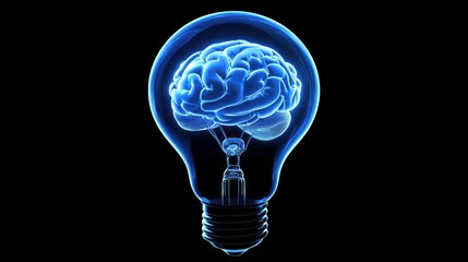 Conceptual representation of intelligence and creativity through a glowing light bulb and brain