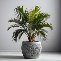 Fototapeta premium Ornate Grey Potted Palm Plant