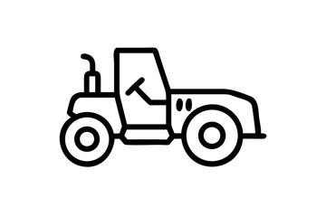 Fototapeta premium A modern tractor in a lush green field, reflecting sustainable farming with a clear sky in the background and large, well maintained machinery at work