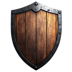 Ancient Wooden Shield Isolated on Black Background Medieval Protection and Defense Vintage Warrior Equipment