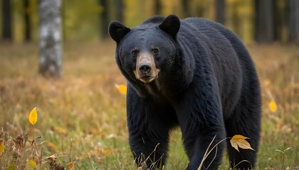 Naklejka premium Majestic Black Bear in Autumn Forest