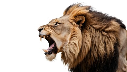 Roaring Lion Profile on White Background