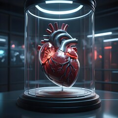 Bioengineered Heart in Glass Display Case