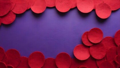 Red Felt Circles Frame on Purple Background