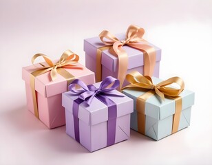 Obraz premium Pastel Gift Boxes with Ribbons