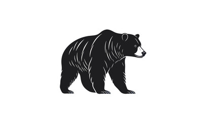 Fototapeta premium Minimalist Black Bear Silhouette Vector Art for Nature and Wildlife Themes