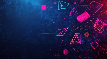Abstract geometric shapes in vibrant colors creating a dynamic digital background design