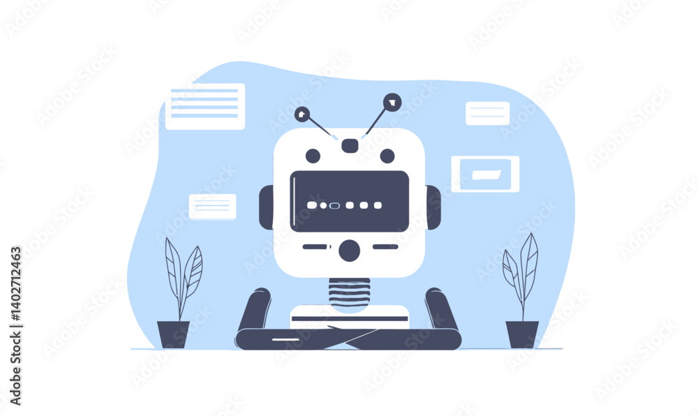Poster ai content generator bot for digital marketing and e-commerce in minimalist vector style