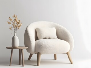 Cozy Chair With Soft Fabric Beside a Minimalist Side Table